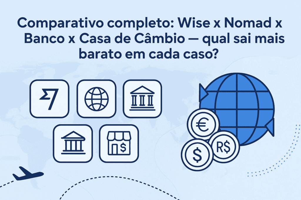 Comparativo completo: Wise x Nomad x Banco x Casa de Câmbio