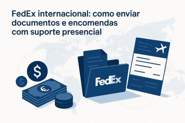 FedEx internacional para envio de documentos e encomendas com suporte presencial da Sky Câmbio